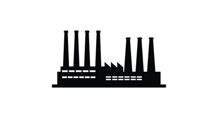 Obraz premium Silhouette of an industrial factory with multiple smokestacks representing manufacturing and production power