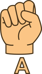 International Day of Sign Languages vector flat design illustration. Sign Language Letter A Illustration