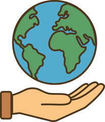 International Day of Sign Languages vector flat design illustration. Earth in Hand Illustration