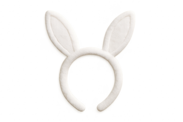 Cute white bunny ears headband isolated on transparent background clean vector style asset