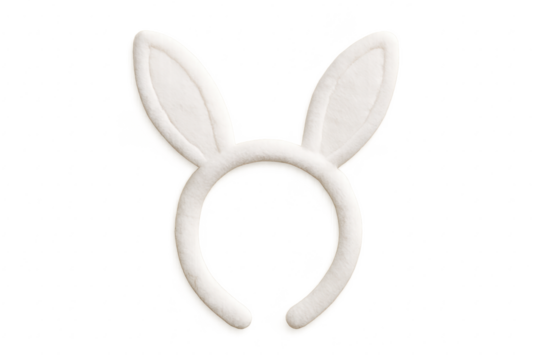 Cute white bunny ears headband isolated on transparent background clean vector style asset