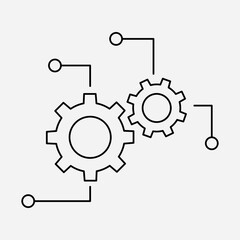 Settings Function Icon, Gear Line Symbol, Vector Illustration..eps