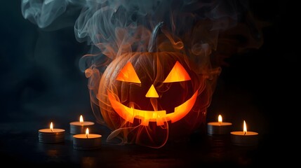 Horror Halloween Pumpkin Smoke Art Manipulation