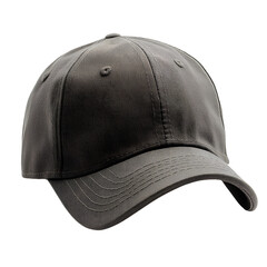 A detailed close up studio shot of a stylish baseball cap with a unique textured pattern in earthy tones isolated on transparent background