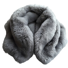 Luxurious soft grey faux fur stole or collar accessory for winter fashion and elegant styling isolated on transparent background