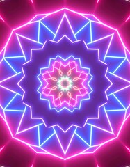 Obraz premium Geometric Neon Design with Star-Shaped Patterns and Colorful Glow