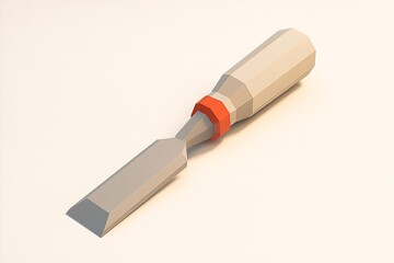 Minimal low poly wood chisel studio render