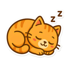 Cute orange tabby cat sleeping peacefully with closed eyes and zzz symbols.