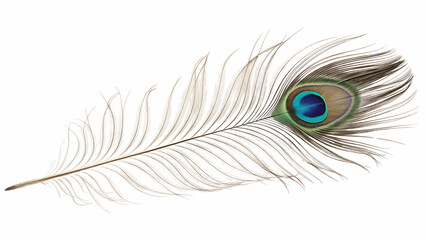 Isolated on transparent background, a detailed peacock feather is displayed