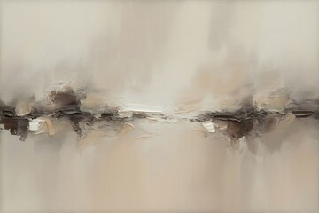 Textured abstract painting with earthy tones and a strong horizontal line