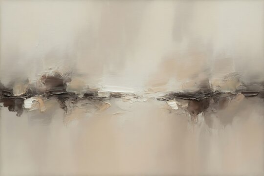 Textured abstract painting with earthy tones and a strong horizontal line - Powered by Adobe