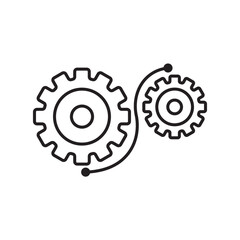 Gear mechanism vector icon representing engineering, process, system, automation, machinery, technology, and teamwork. Perfect for industry, business, development, and mechanical concept design.