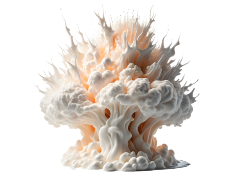 A mesmerizing explosion of creamy white substance isolated on transparent background - Powered by Adobe