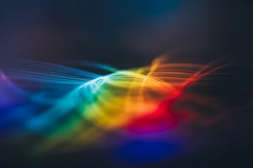 Fototapeta premium Abstract colorful light waves flowing in a dark, blurred background