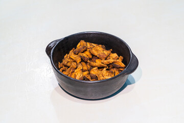 Latin food, chicharon on a plate