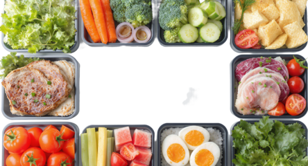 Balanced Meals in Bento Boxes, Prepared Food, Healthy Eating, Nutrition Concept