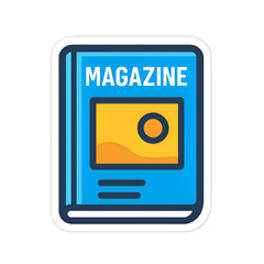 Stylized Blue Magazine Icon Vector Illustration.