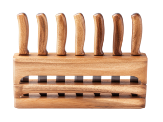 Wooden knife block with seven knives