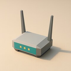 Minimal low poly wireless router with antennas