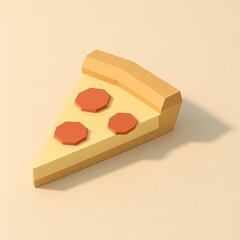 Minimal low poly pepperoni pizza slice