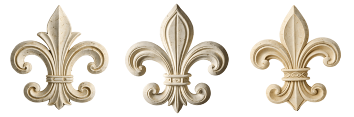 Three fleur de lis isolated on transparent background