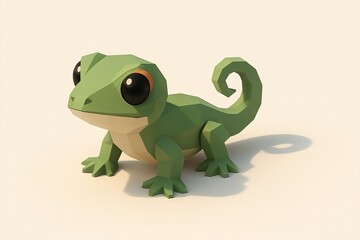 Minimal low poly gecko figurine