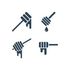 Honey icons set flat vector simple isolated illustration signage template design trendy