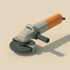 Low-poly angle grinder in minimalist lighting