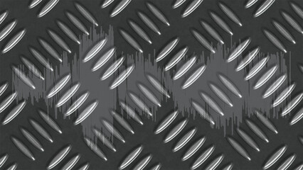 Dark gray metal diamond plate texture with grunge effect for background