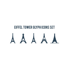 Eiffel tower icons set logo template isolated on white background.