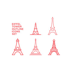 Eiffel tower icons set logo template isolated on white background.