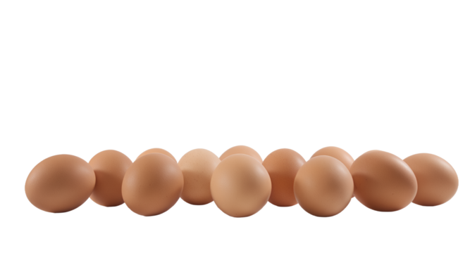 Eggs on a white background, close-up view