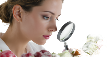 Examining Fresh Produce with Magnifying Glass