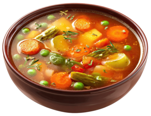 Hearty vegetable soup in a bowl