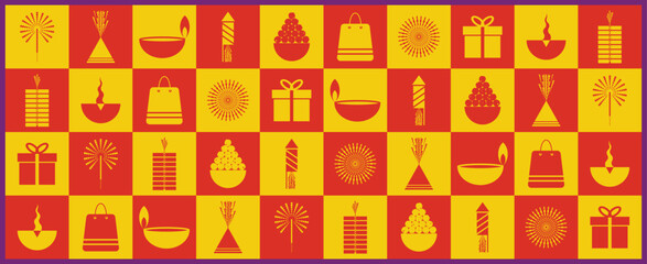 diwali seamless set repeat background for banner, poster, gift wrap.