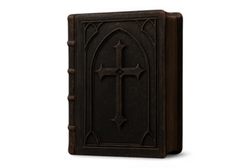 Ancient christian bible book with cross design