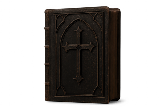 Ancient christian bible book with cross design