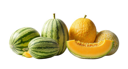 Fresh Variety of Summer Fruits on White Background