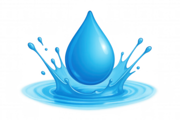 Water drop creating splash and ripple, showing liquid freshness and clean hydration concept