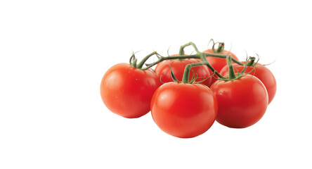 Fresh, Vibrant Red Tomatoes on Vine, Isolated on White Background