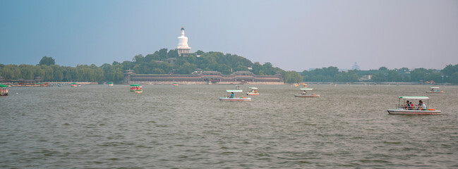 A panoramic view of Beihai Park in Beijing, China.