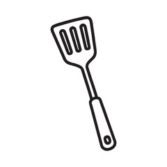 Slotted Spatula Line Art – Cooking Tool Vector