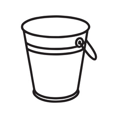 Bucket Outline Vector Icon – Household Utility Design