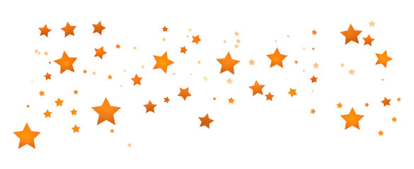 A decorative banner of scattered orange five-pointed stars and dots on a white background.