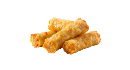 Golden Crispy Appetizers on White Background