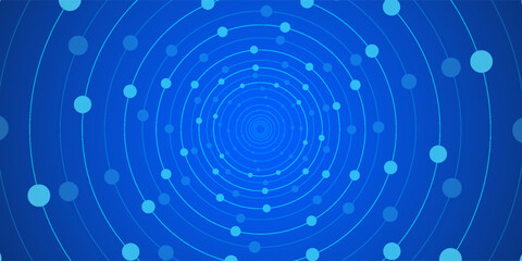 Abstract technology circle circuit background. Big data and AI concept. Thin lines with light dots on tech bg. Network pattern. Digital computer innovation banner on dark backdrop. Vector
