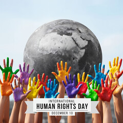 International Human Rights Day Colorful Hands and Globe