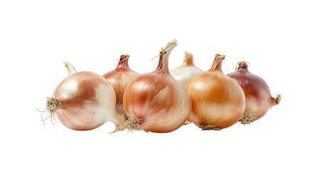 Group of Fresh Onions on White Background