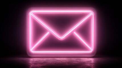 Neon light email icon glowing in vibrant colors symbolizing digital communication connectivity messaging and modern technology in a sleek futuristic style