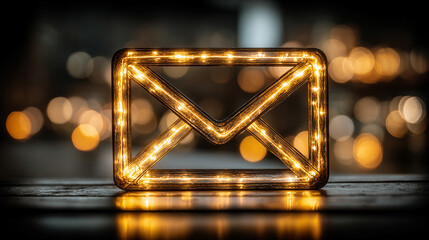 Neon light email icon glowing in vibrant colors symbolizing digital communication connectivity messaging and modern technology in a sleek futuristic style